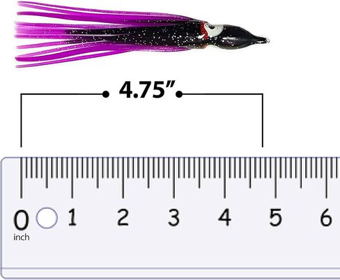 4.75", Hoochie Squid Skirts, 40 Pcs Purple/Black Color, for Saltwater & Freshwater Trolling, Includes Soft Plastic Bodies, Ideal for Salmon, Tuna, Mahi & Offshore Game Fishing in Kuwait