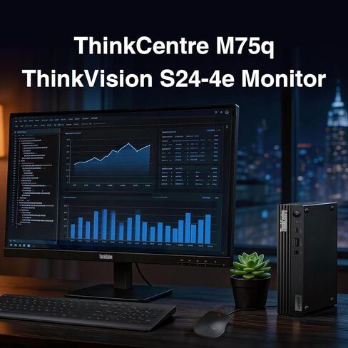 حزمة أجهزة كمبيوتر سطح المكتب Lenovo ThinkCentre M75q Business Mini، شاشة Think Vision 24 بوصة FHD IPS (1920x1080) (Ryzen 7 Pro 8700GE حتى 5.1 جيجا هرتز، 16 جيجا DDR5، 512 جيجا SSD، لوحة مفاتيح، ماوس، Wi-Fi 6، Win11 Pro) in Kuwait