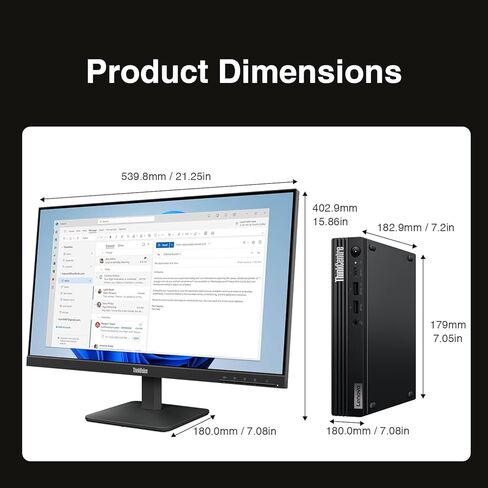 حزمة أجهزة كمبيوتر سطح المكتب Lenovo ThinkCentre M75q Business Mini، شاشة Think Vision 24 بوصة FHD IPS (1920x1080) (Ryzen 7 Pro 8700GE حتى 5.1 جيجا هرتز، 16 جيجا DDR5، 512 جيجا SSD، لوحة مفاتيح، ماوس، Wi-Fi 6، Win11 Pro) in Kuwait