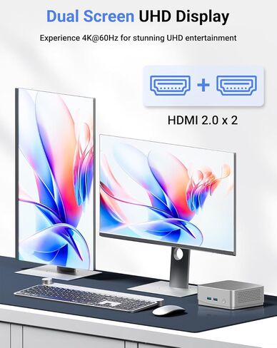 جهاز كمبيوتر صغير بذاكرة وصول عشوائي سعة 16 جيجابايت، ومحرك أقراص SSD، ومعالج AMD Ryzen 3550H (حتى 3.7 جيجاهرتز)، وأجهزة كمبيوتر صغيرة، وشاشة عرض 4K/HDMI+Type-C+2 x USB3.0+RJ45/Wi-Fi 6/BT 5.2 للكمبيوتر المكتبي الصغير للمنزل/الأعمال in Kuwait