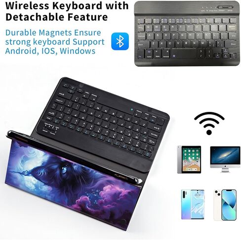 Keyboard Case for All-New Amazon Fire HD 8/8 Plus (12th Generation/10th Generation, 2024/2022/2020 Release), PU Leather Stand Cover with Detachable Bluetooth Keyboard, Black Cat 2 in Kuwait