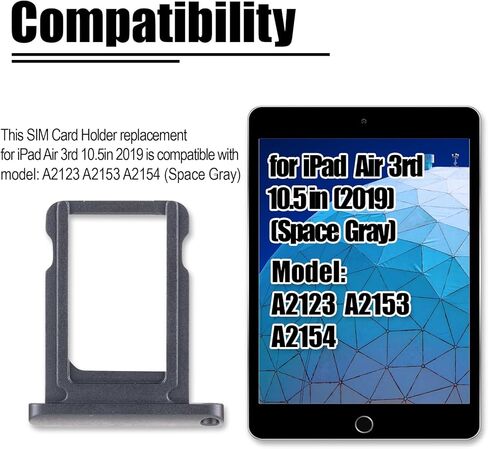 لجهاز iPad Air 2019 مقاس 10.5 بوصة فتحة حامل شريحة SIM بديلة لجهاز iPad Air الجيل الثالث مناسب للطراز: A2123 A2153 A2154 (رمادي فلكي) in Kuwait