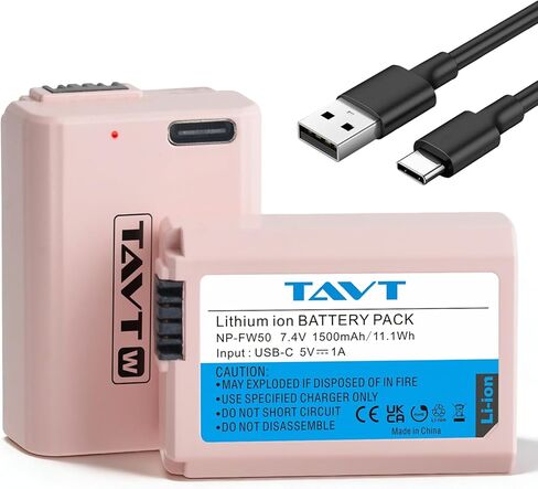2Pcs NP-FW50 USB-C Rechargerable Battery—Compatible with Sony ZV-E10, A6000 A6300 A6400 A6500, A7/A7R/A7S (I & II), NEX-3N/5/6/7, RX10 II-IV, A33, A35, A37, A55, A1 in Kuwait
