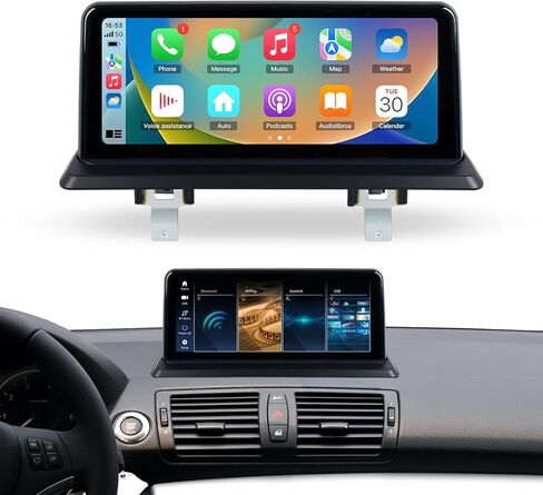 RicoRich 10.25-Inch Wireless CarPlay Android Auto Touchscreen Navigation System for BMW 1 Series E81 E82 E87 E88 2008-2012 CIC, HD Display, Bluetooth in Kuwait