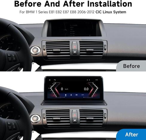 RicoRich 10.25-Inch Wireless CarPlay Android Auto Touchscreen Navigation System for BMW 1 Series E81 E82 E87 E88 2008-2012 CIC, HD Display, Bluetooth in Kuwait