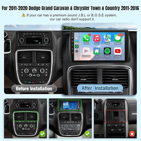 راديو سيارة Leadfan لسيارة Dodge Grand Caravan 2011-2020 Chrysler Town & Country 2011-2016 Grand Voyager 2011-2015 مع Carplay Android Auto، شاشة 9 بوصات بلوتوث/FM/GPS/SWC، 2G+32G، كاميرا احتياطية in Kuwait