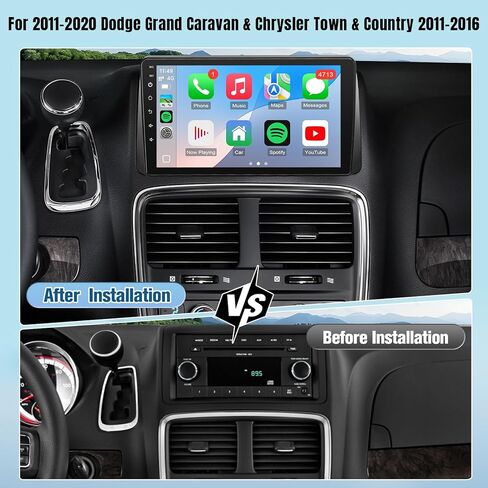 راديو سيارة Leadfan لسيارة Dodge Grand Caravan 2011-2020 Chrysler Town & Country 2011-2016 Grand Voyager 2011-2015 مع Carplay Android Auto، شاشة 9 بوصات بلوتوث/FM/GPS/SWC، 2G+32G، كاميرا احتياطية in Kuwait