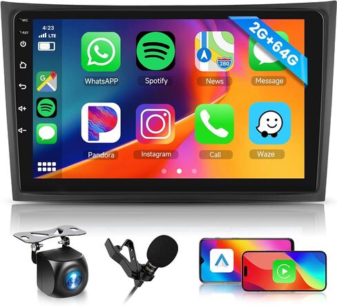 [2G+64G] ستيريو سيارة لوحدة رأس أندرويد فولفو XC90 2004-2013، وصلة مرآة تلقائية للسيارة Carplay Android، شاشة لمس 10.1 بوصة راديو السيارة GPS، بلوتوث، واي فاي، راديو FM RDS، BT/SWC/EQ in Kuwait