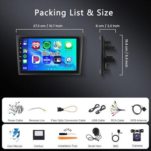 [2G+64G] ستيريو سيارة لوحدة رأس أندرويد فولفو XC90 2004-2013، وصلة مرآة تلقائية للسيارة Carplay Android، شاشة لمس 10.1 بوصة راديو السيارة GPS، بلوتوث، واي فاي، راديو FM RDS، BT/SWC/EQ in Kuwait