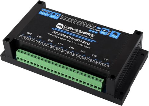 Waveshare Industrial 8-Channel RP2350 Relay Module, Based on RP2350 Dual-core & Dual-Architecture Microcontroller, Supports Digital Input, RS485, Ethernet and Multiple Isolation Protection in Kuwait