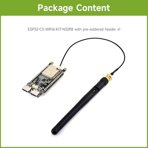 Waveshare ESP32-C5 ثنائي النطاق Wi-Fi 6 Dev Board، 240 ميجا هرتز RISC-V، وحدة سلسلة ESP32-C5-WROOM-1، متعدد البروتوكولات RISC-V MCU، فلاش 32 ميجابايت وذاكرة PSRAM 8 ميجابايت، مع شبكة Wi-Fi خارجية مزدوجة النطاق، ورؤوس ملحومة مسبقًا in Kuwait
