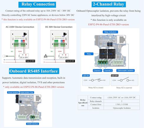 ESP32-P4 Smart 86 Box Development Board، ESP32-P4 Chip Onboard 4inch IPS 720 x720 Pixel Touch Display، Support AI Voice Interaction، مع RS485، منفذ RJ45 Ethernet، واجهات ترحيل 2-CH in Kuwait