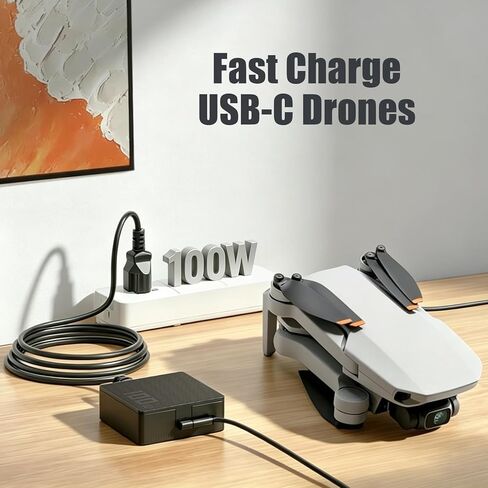 شاحن بطارية USB-C بقوة 100 واط متوافق مع طائرة DJI Air 3s 3 Avata 360 2 3، Mavi 4 Pro 3 Classic، Mini 5 Pro Mini 4K 3 2 SE NEO 2 LitoX1 Drone، مناسب لـ RC2 RC-N3 N2 N1 محول طاقة جهاز التحكم عن بعد in Kuwait