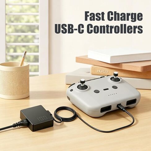 شاحن بطارية USB-C بقوة 100 واط متوافق مع طائرة DJI Air 3s 3 Avata 360 2 3، Mavi 4 Pro 3 Classic، Mini 5 Pro Mini 4K 3 2 SE NEO 2 LitoX1 Drone، مناسب لـ RC2 RC-N3 N2 N1 محول طاقة جهاز التحكم عن بعد in Kuwait