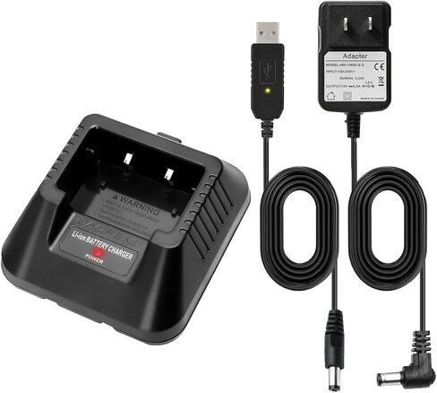 Baofeng UV-5R BF-F8HP Charger Base Kit, 100V-240V AC Wall Charger with US Adapter & USB Charging Cable, Replacement Charging Accessories for Baofeng UV-5R Series Ham Two-Way Radio Walkie Talkie in Kuwait