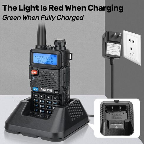 Baofeng UV-5R BF-F8HP Charger Base Kit, 100V-240V AC Wall Charger with US Adapter & USB Charging Cable, Replacement Charging Accessories for Baofeng UV-5R Series Ham Two-Way Radio Walkie Talkie in Kuwait