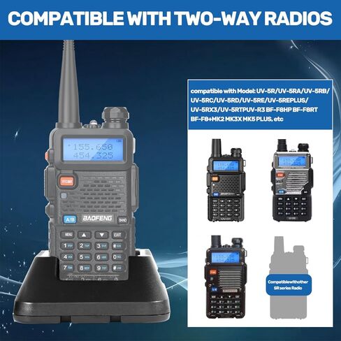 Baofeng UV-5R BF-F8HP Charger Base Kit, 100V-240V AC Wall Charger with US Adapter & USB Charging Cable, Replacement Charging Accessories for Baofeng UV-5R Series Ham Two-Way Radio Walkie Talkie in Kuwait