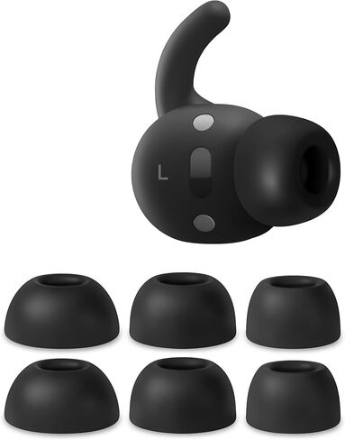 أطراف أذن من السيليكون من Geiomoo لأجهزة Beats Powerbeats Fit 2025 Eartips، وسادات أذن بديلة (أسود، L/M/S) in Kuwait