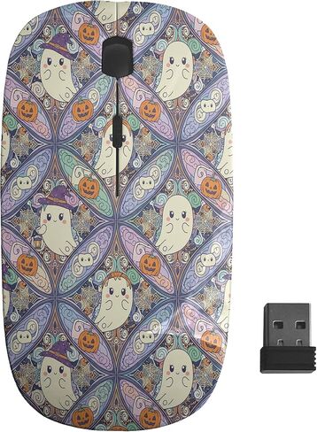 Planetar Ghosts Pumpkins Spiderwebs Pattern، ماوس USB بصري لاسلكي، فئران كمبيوتر محمول نحيفة ومريحة للأطفال in Kuwait
