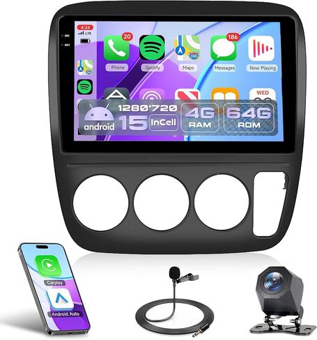 راديو سيارة Rimoody 4G+128G Android 15 لسيارة Honda CRV 1997-2001، ستيريو سيارة لاسلكي Carplay Andorid Auto Mirror Link 10 بوصة INCELL لمس GPS واي فاي بلوتوث 5.0 FM/RDS EQ-32 SWC كاميرا احتياطية in Kuwait