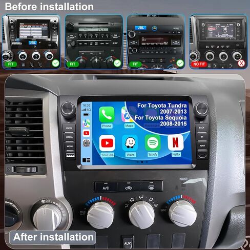 9 Inch Upgrade Car Radio for Toyota Tundra 2007-2013, Toyota Sequoia 2008-2015, Android 13 Touch Screen Head Unit Stereo, Wireless Carplay Android Auto GPS WiFi BT FM Camera, fit JBL & No JBL Vehicles in Kuwait