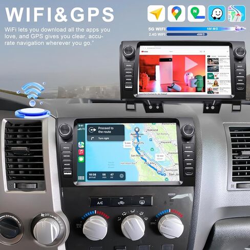 9 Inch Upgrade Car Radio for Toyota Tundra 2007-2013, Toyota Sequoia 2008-2015, Android 13 Touch Screen Head Unit Stereo, Wireless Carplay Android Auto GPS WiFi BT FM Camera, fit JBL & No JBL Vehicles in Kuwait