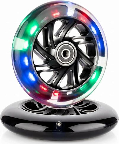 عجلات سكوتر مضيئة 120 مم من AOWESM 120 مم PU LED فلاش وامض 3 عجلات سكوتر أمامية بديلة للأطفال الصغار الأولاد والبنات (عبوة من قطعتين) in Saudi Arabia