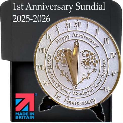 Anniversary Sundial Gift for A 1st Wedding Anniversary in 2025 - Recycled Metal Home Decor Or Garden Present Idea - Handmade in UK for Him, Her Parents Or Couples 1 Year Celebration in Saudi Arabia
