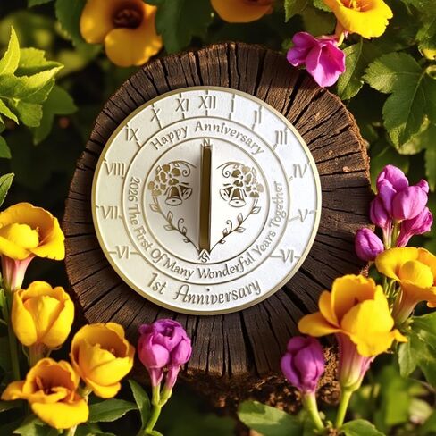 Anniversary Sundial Gift for A 1st Wedding Anniversary in 2025 - Recycled Metal Home Decor Or Garden Present Idea - Handmade in UK for Him, Her Parents Or Couples 1 Year Celebration in Saudi Arabia