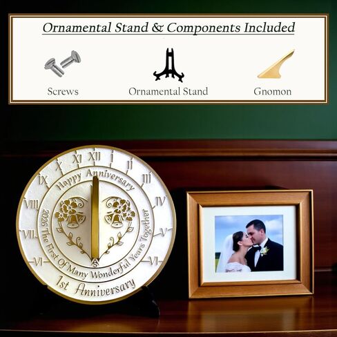 Anniversary Sundial Gift for A 1st Wedding Anniversary in 2025 - Recycled Metal Home Decor Or Garden Present Idea - Handmade in UK for Him, Her Parents Or Couples 1 Year Celebration in Saudi Arabia