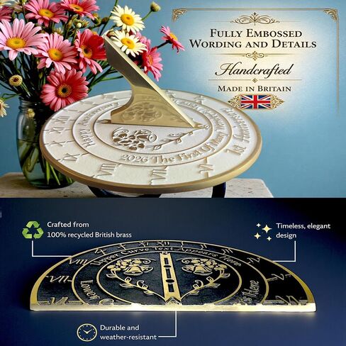Anniversary Sundial Gift for A 1st Wedding Anniversary in 2025 - Recycled Metal Home Decor Or Garden Present Idea - Handmade in UK for Him, Her Parents Or Couples 1 Year Celebration in Saudi Arabia