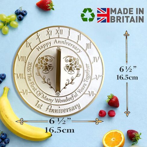Anniversary Sundial Gift for A 1st Wedding Anniversary in 2025 - Recycled Metal Home Decor Or Garden Present Idea - Handmade in UK for Him, Her Parents Or Couples 1 Year Celebration in Saudi Arabia