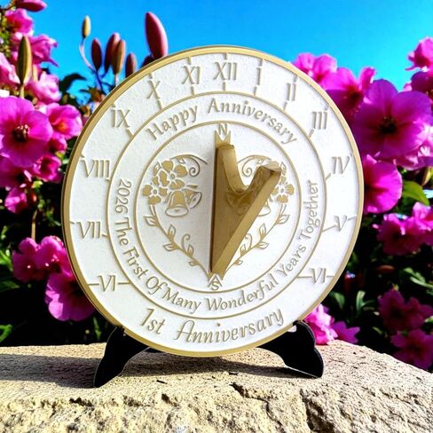 Anniversary Sundial Gift for A 1st Wedding Anniversary in 2025 - Recycled Metal Home Decor Or Garden Present Idea - Handmade in UK for Him, Her Parents Or Couples 1 Year Celebration in Saudi Arabia