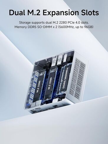 MINISFORUM M1 Lite كمبيوتر صغير، Intel Core Ultra 5 125U (12C/14T حتى 4.3 جيجا هرتز)، 16 جيجا DDR5، 512 جيجا SSD، USB4، شاشة ثلاثية (HDMI 2.1/DP 1.4/USB4)، 2.5G LAN، Wi-Fi 6E، BT5.2 in Kuwait