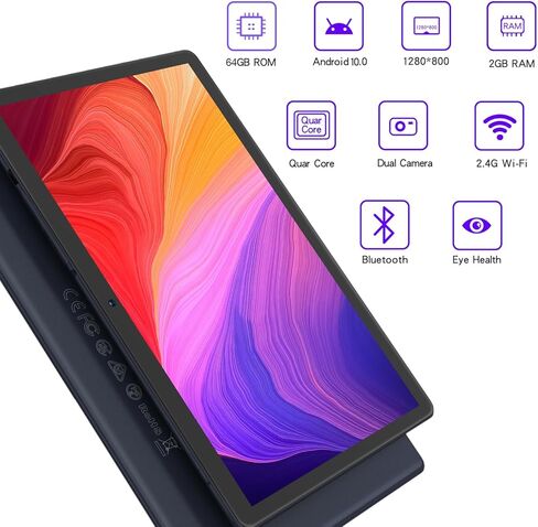 10 Inch Tablet with SIM Card Slot, Android Tablet 3G Phone Tablet, 64GB Storage (Expandable to 512GB) Quad-Core Processor, 8MP Rear Camera, WiFi GPS Bluetooth, Black in Kuwait