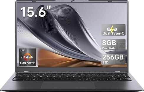 Laptop 15.6", 8GB RAM 256GB SSD, AMD 3020e, FHD IPS Display, USB-C HDMI, Student Laptop Computer for School, Business & Home Office in Kuwait