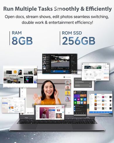 Laptop 15.6", 8GB RAM 256GB SSD, AMD 3020e, FHD IPS Display, USB-C HDMI, Student Laptop Computer for School, Business & Home Office in Kuwait