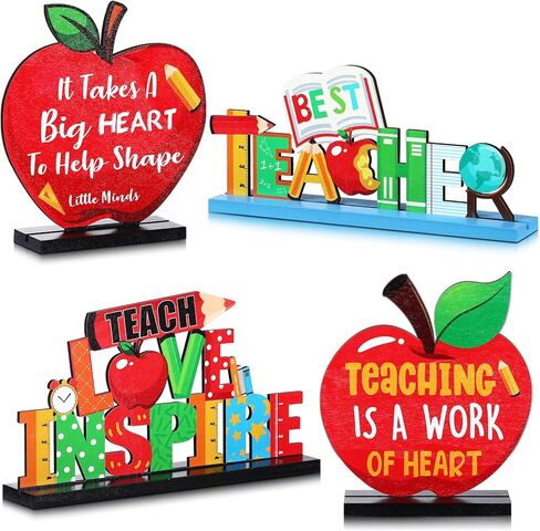 Teacher Appreciation Table Centerpieces Best Teacher Sign Table Decorations for Student to Teacher Home Decor Classrooms Desks Teaching Wooden Signs Topper (3 Pack) in Saudi Arabia