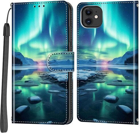 Case Wallet for iPhone 12 / iPhone 12 Pro, with [3 Card Slots], Kickstand Magnetic Closure PU Leather Shockproof Protective Flip Cover 6.1", Aurora in Kuwait