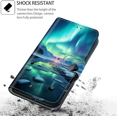 Case Wallet for iPhone 12 / iPhone 12 Pro, with [3 Card Slots], Kickstand Magnetic Closure PU Leather Shockproof Protective Flip Cover 6.1", Aurora in Kuwait