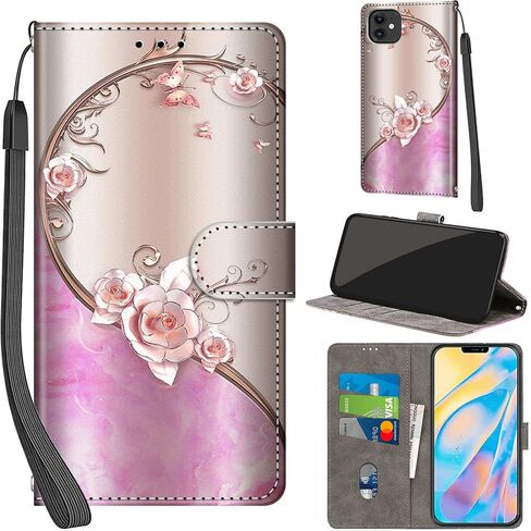 Case Wallet for iPhone 12 / iPhone 12 Pro, with [3 Card Slots], Kickstand Magnetic Closure PU Leather Shockproof Protective Flip Cover 6.1", Aurora in Kuwait