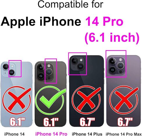Case Wallet for iPhone 14 Pro, [RFID Blocking] 3 Card Holder Stand [Shockproof TPU Shell], PU Leather Magnetic Closure Protective Flip Cover 6.1-inch, Purple in Kuwait