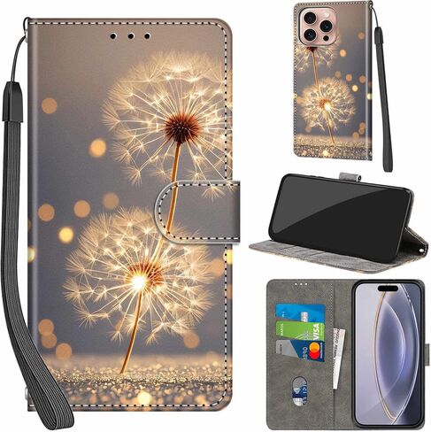 حافظة محفظة لهاتف iPhone 16 Pro، مع [3 فتحات للبطاقات]، غطاء قلاب واقٍ من جلد البولي يوريثان بقفل مغناطيسي مقاوم للصدمات مقاس 6.3 بوصة، زهر الخوخ in Kuwait