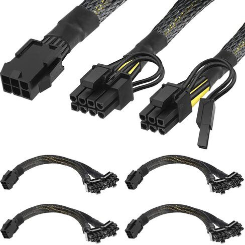GPU VGA 6 Pin PCIE Splitter إلى 3X 8Pin(6+2) كابل الطاقة 18AWG PCI Express بطاقة فيديو الرسومات، 6Pin أنثى إلى 3X 8Pin ذكر محول تمديد الحبل، كم مضفر، 30 سم، 4 قطع in Kuwait