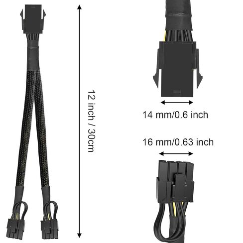 GPU VGA 6 Pin PCIE Splitter إلى 3X 8Pin(6+2) كابل الطاقة 18AWG PCI Express بطاقة فيديو الرسومات، 6Pin أنثى إلى 3X 8Pin ذكر محول تمديد الحبل، كم مضفر، 30 سم، 4 قطع in Kuwait
