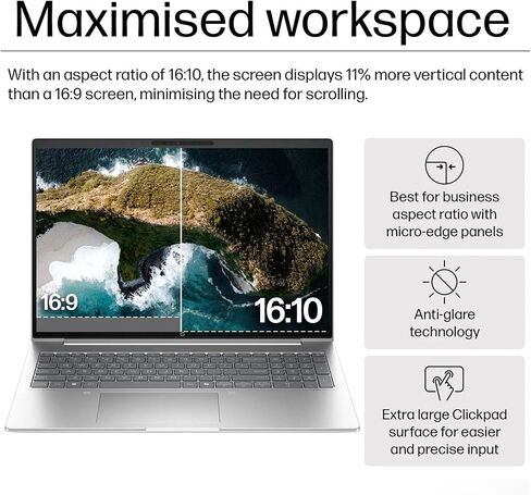 كمبيوتر محمول HP ProBook 460 G11 Business AI (16 بوصة FHD+ مضاد للتوهج، Intel 12-Core Ultra 5 125U (> i7-1355U)، 16 جيجابايت DDR5، 512 جيجابايت SSD)، لوحة مفاتيح رقمية، كاميرا ويب 1080 بكسل، RJ-45، Wolf Security، IST HUB، Win 11 Pro in Kuwait