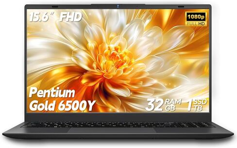 15.6 Inch Laptop Computer, Laptop with Gold 6500Y (Beat N5095, Up to 3.4GHz), 32GB RAM 1TB SSD, 1080P FHD IPS Display, Bluetooth, WiFi, HDMI, Type-C, 38WH Battery, Laptops in Kuwait
