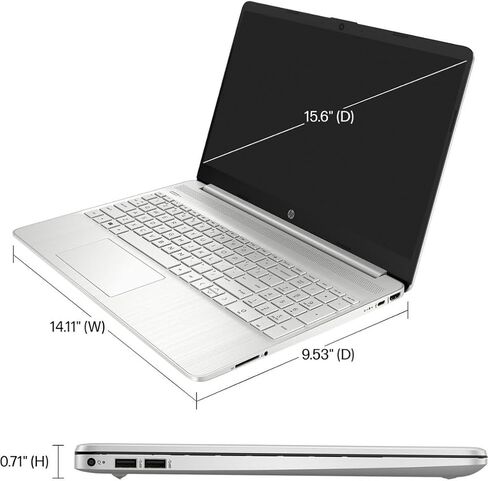 كمبيوتر محمول HP بشاشة لمس 15.6 بوصة عالية الدقة، Intel Core i3-1215U، ذاكرة الوصول العشوائي 8 جيجابايت، 128 جيجابايت SSD، HDMI، بلوتوث، واي فاي، Windows 11 Home في وضع S، فضي طبيعي، 15-dy5113dx (متجدد) in Kuwait