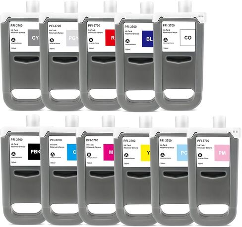 PFI-3700 Pigment Ink Tank Replacement for Canon PFI-3700 Compatible with Canon ImagePROGRAF PRO-2600 PRO-4600 PRO-6600 GP-2000 GP-4000 GP-4600S GP-6600s Printers, 11-Pack, 700ml Each in Kuwait