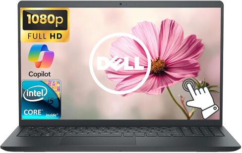 Dell Touchscreen 15.6" FHD Business Laptop Computer with Copilot AI, Intel 10-Core i5 Processor, 8GB RAM 512GB Storage (256GB SSD+256GB Docking Set), Windows 11, Numeric Keypad, Carbon Black in Kuwait